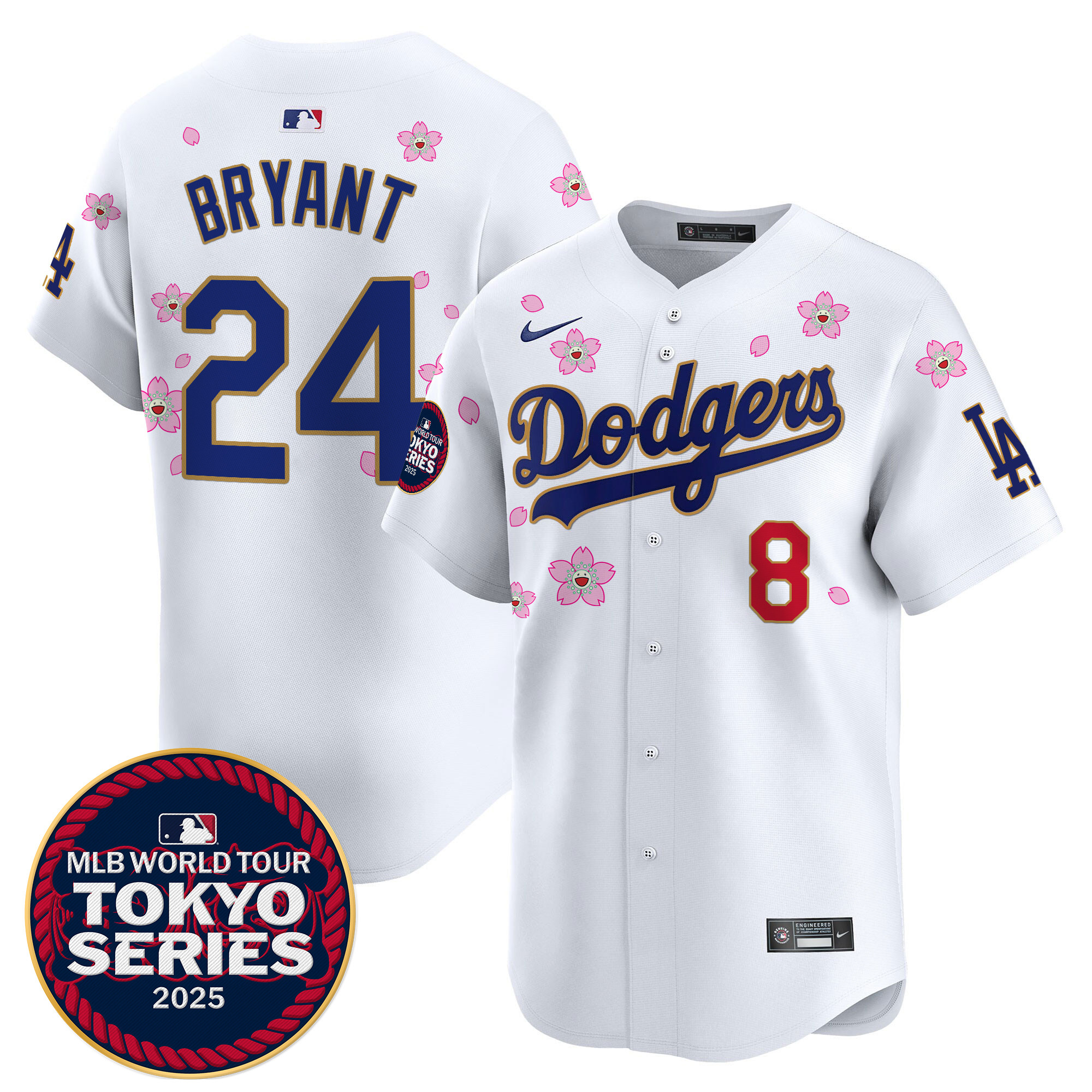 Men Los Angeles Dodgers #24 Bryant Tokyo Series white Limited Stitched 2025 Jersey style 7